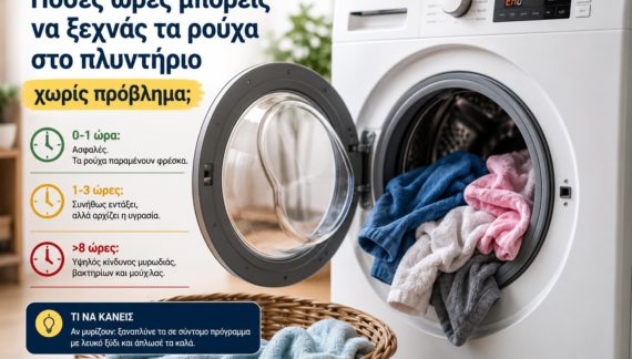 Πόσες ώρες μπορούν να μείνουν τα ρούχα στο πλυντήριο μετά την πλύση;